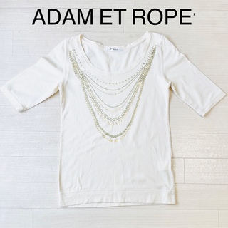 アダムエロぺ(Adam et Rope')のADAM ET ROPE' ネックレスプリント五分袖カットソー(カットソー(長袖/七分))