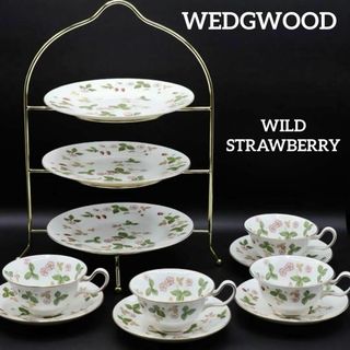 ウェッジウッド(WEDGWOOD)のウェッジウッド ワイルドストロベリー 4客 + 3段プレート スタンドセット(食器)