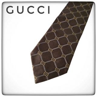 グッチ(Gucci)の美品【GUCCI グッチ 】 ネクタイ GGロゴ ブラウン(ネクタイ)