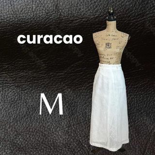 キュレーター(CURATOR)の【curacao】シアーフレアロングスカート　透け感　総柄　日本製　ホワイト　M(ベスト/ジレ)