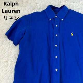 ラルフローレン(Ralph Lauren)のRalph ラルフローレン　リネン　半袖　シャツ　ブルー　インド製(シャツ)