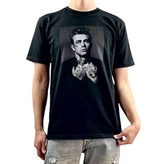 新品 ジェームズディーン タトゥー コラージュ エデンの東 映画俳優 Tシャツ(Tシャツ/カットソー(半袖/袖なし))