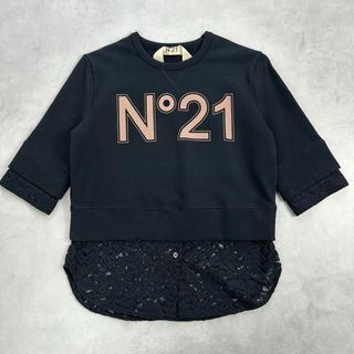 N°21 - ヌメロヴェントゥーノ　レースドッキングカットソー　スウェット生地　S