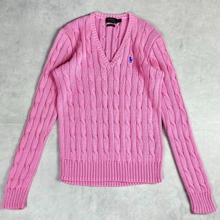 ポロラルフローレン(POLO RALPH LAUREN)のポロラルフローレン　PIMA COTTON ケーブルニット　セーター　ロゴ　M(ニット/セーター)