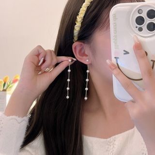 【人気】レディース　ピアス　アクセサリー　ゴールド　長め　揺れる　パール　式(ピアス)