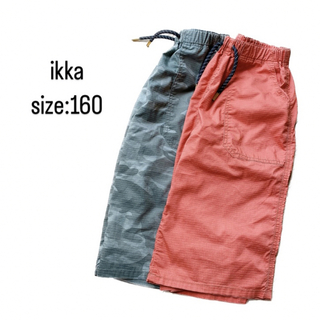 イッカ(ikka)のikka   ストレッチリップハーフパンツ　160    迷彩　オレンジ(パンツ/スパッツ)