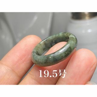 L6-134 美品 19.5号 ミャンマー産天然 A貨 本翡翠 くりぬき リング(リング(指輪))