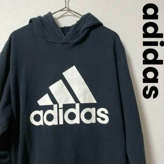 アディダス(adidas)のadidas（アディダス）パーカー ビッグロゴ スウェット 黒/白(パーカー)