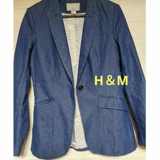 エイチアンドエム(H&M)の匿名配送＊M＆M（M）コットン62％薄手デニムレディースジャケット（やや光沢）(テーラードジャケット)