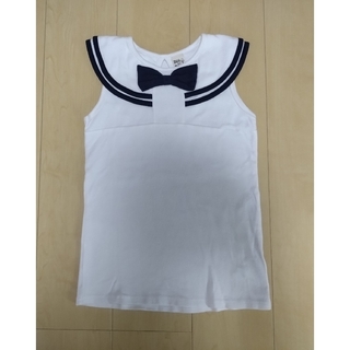 【古着】 150 韓国子供服 bee セーラー ノースリーブ カットソー(Tシャツ/カットソー)