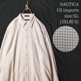 ノーティカ(NAUTICA)のUS輸入古着 ノーティカ 長袖BDシャツ チェック柄 アイボリー 3XL(シャツ)