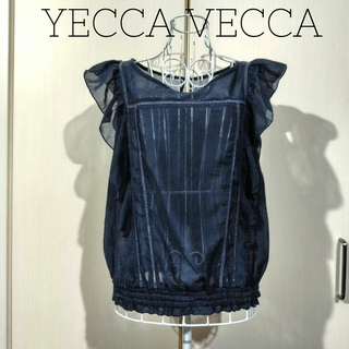 YECCA VECCA - YECCAVECCA　トップス　ブラウス　ネイビー　ノースリーブ　匿名配送