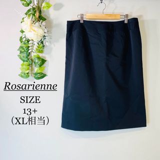 Rosarienne ロザース　ミディスカート　レーヨン　キュプラ　黒色　LL(ひざ丈スカート)