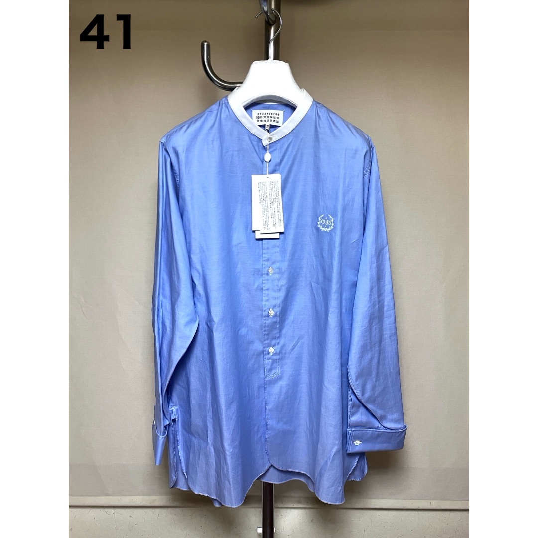 新品 41 マルジェラ 21aw バンドカラーシャツ 青 6194 新品 41 マルジェラ 21aw バンドカラーシャツ 青 6194