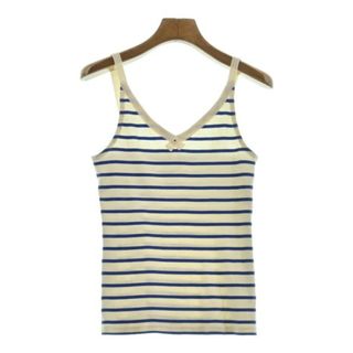 PETIT BATEAU プチバトー キャミソール S 白系x青(ボーダー) 【古着】【中古】