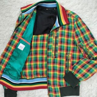 ポールスミス(Paul Smith)の261 極美品 ポールスミス 希少L ブルゾン チェック リネン マルチカラー(ブルゾン)