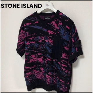 STONE ISLAND - ストーンアイランド　シャドウプロジェクト　半袖ニット　胸ポケット　Tシャツ　総柄
