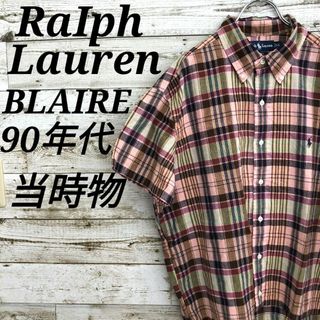 ラルフローレン(Ralph Lauren)の【k7052】USA古着ラルフローレン90s当時物ボタンダウン半袖シャツ刺繍ロゴ(その他)