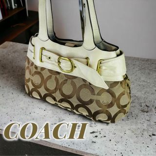 コーチ(COACH)の希少　COACH　コーチ　オプアート　トートバッグ　13880　肩がけ　ホワイト(トートバッグ)