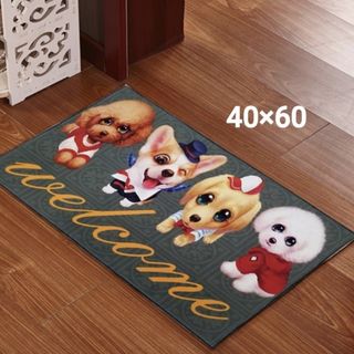 【限定品】犬　洗える　コーギー　バスマット　玄関マット　40×60　キッチン室内(ラグ)