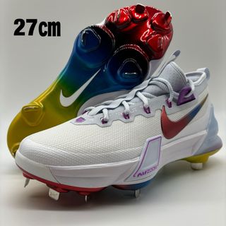 ナイキ(NIKE)のNIKE  野球 スパイク ホワイト レインボー 白 金具 27㎝ ミドルカット(シューズ)