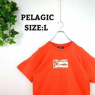 Tシャツ US古着 輸入 ビッグプリント オレンジ 半袖 輸入 Pelagic(Tシャツ/カットソー(半袖/袖なし))