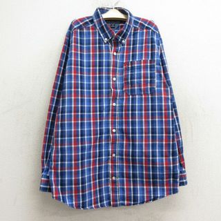 トミーヒルフィガー(TOMMY HILFIGER)の古着 トミーヒルフィガー TOMMY HILFIGER 長袖 ブランド シャツ キッズ ボーイズ 子供服 ワンポイントロゴ ボタンダウン 青他 ブルー チェック 24may22(シャツ/カットソー)