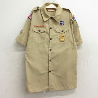 古着 半袖 ボーイスカウト シャツ キッズ ボーイズ 子供服 90年代 90s ワッペン ベージュ カーキ 24may22(その他)