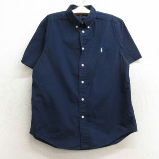 ラルフローレン(Ralph Lauren)の古着 ラルフローレン Ralph Lauren 半袖 ブランド シャツ キッズ ボーイズ 子供服 ワンポイントロゴ コットン ボタンダウン 紺 ネイビー 24may22(ジャケット/コート)