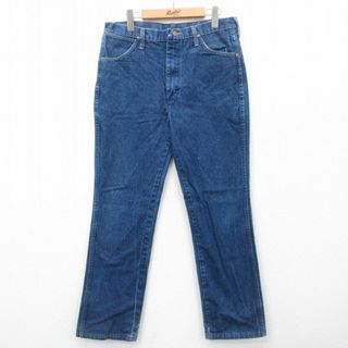 ラングラー(Wrangler)のW35★古着 ラングラー Wrangler ジーンズ メンズ 90年代 90s コットン USA製 紺 ネイビー デニム 24may22 中古 ボトムス ジーパン Gパン ロング パンツ(ワークパンツ/カーゴパンツ)