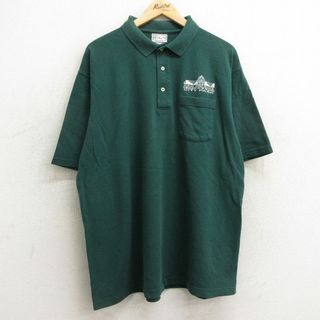 XL★古着 半袖 ポロ シャツ メンズ 90年代 90s ニューオーリンズ 大きいサイズ コットン 鹿の子 緑 グリーン 24may22 中古 トップス(ポロシャツ)