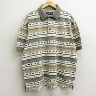 XL★古着 ウールリッチ WOOLRICH 半袖 ポロ シャツ メンズ 00年代 00s 釣り ルアー 大きいサイズ 鹿の子 ベージュ他 カーキ 24may22 中古 トップス