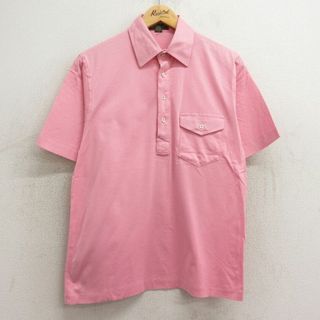 L★古着 半袖 ポロ シャツ メンズ 90年代 90s コットン USA製 ピンク 24may22 中古 トップス(ポロシャツ)