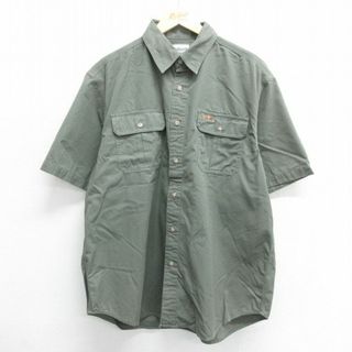 カーハートダブリューアイピー(Charhartt WIP)のXL★古着 カーハート Carhartt 半袖 シャツ メンズ コットン 濃緑 グリーン 24may22 中古 トップス(シャツ)