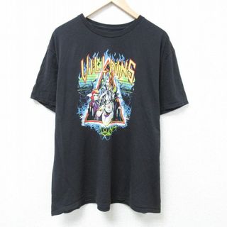 ディズニー(Disney)のXL★古着 半袖 Tシャツ メンズ ディズニー DISNEY ヴィランズ マレフィセント アースラ 大きいサイズ コットン クルーネック 黒 ブラック 24may22 中古(Tシャツ/カットソー(半袖/袖なし))