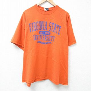 XL★古着 MVスポーツ 半袖 Tシャツ メンズ バージニア 大学 大きいサイズ コットン クルーネック オレンジ 24may22 中古(Tシャツ/カットソー(半袖/袖なし))