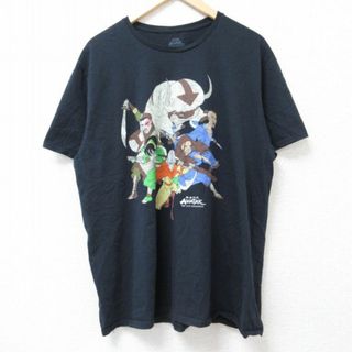 L★古着 半袖 Tシャツ メンズ アニメ アバター伝説の少年アン コットン クルーネック 黒 ブラック 24may22 中古(Tシャツ/カットソー(半袖/袖なし))