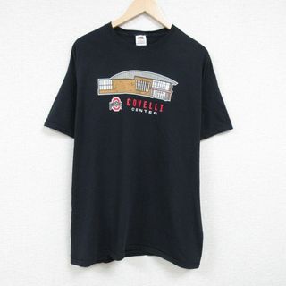 FRUIT OF THE LOOM - XL★古着 フルーツオブザルーム 半袖 Tシャツ メンズ オハイオ コットン クルーネック 黒 ブラック 24may22 中古