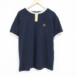 XL★古着 ラルフローレン Ralph Lauren ポロジーンズ 半袖 ブランド Tシャツ メンズ ワンポイントロゴ 大きいサイズ コットン クルーネック 紺 ネイビー 24may22 中古