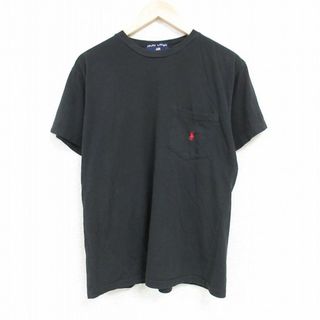 ラルフローレン(Ralph Lauren)のXL★古着 ラルフローレン Ralph Lauren ポロスポーツ 半袖 ブランド Tシャツ メンズ ワンポイントロゴ 胸ポケット付き コットン クルーネック 黒 ブラック 24may22 中古(Tシャツ/カットソー(半袖/袖なし))