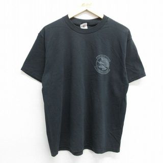 フルーツオブザルーム(FRUIT OF THE LOOM)のL★古着 フルーツオブザルーム 半袖 ビンテージ Tシャツ メンズ 00年代 00s USAF HONOR GUARD クルーネック 黒 ブラック 24may22 中古(Tシャツ/カットソー(半袖/袖なし))