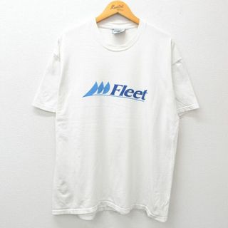 Lee - XL★古着 リー Lee 半袖 ビンテージ Tシャツ メンズ 90年代 90s Fleet 大きいサイズ コットン クルーネック USA製 白 ホワイト 24may22 中古