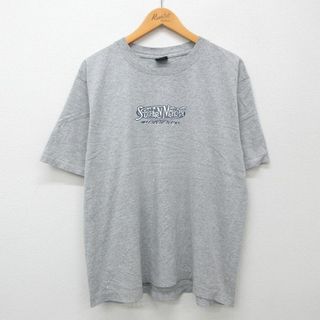 XL★古着 MV スポーツ 半袖 ビンテージ Tシャツ メンズ 00年代 00s 南メソジスト大学 コットン クルーネック グレー 霜降り 24may22 中古(Tシャツ/カットソー(半袖/袖なし))