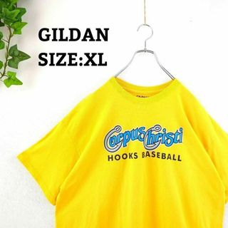 Tシャツ US古着 XL ビッグプリント イエロー 黄 ビッグシルエット 野球(Tシャツ/カットソー(半袖/袖なし))