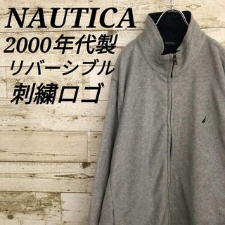 ノーティカ(NAUTICA)の【k6343】USA古着00sノーティカ刺繍ロゴナイロンジャケットリバーシブル(その他)