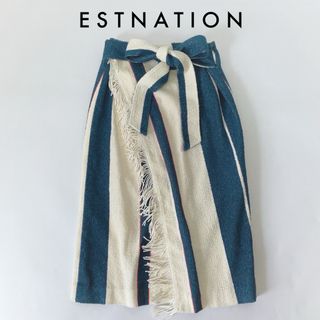 ESTNATION - ESTNATION パイル ストライプ スカート ひざ丈スカート 春 夏