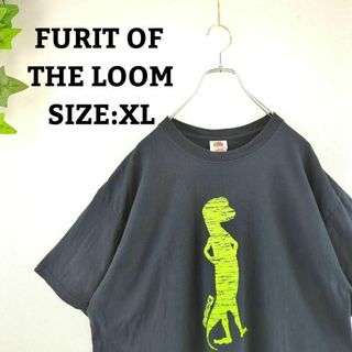 FRUIT OF THE LOOM - 輸入 XL Tシャツ 半袖 ビッグプリント オーバーサイズ ブラック 黒