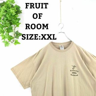 フルーツオブザルーム(FRUIT OF THE LOOM)のTシャツ US古着 輸入 L オーバーサイズ ワンポイント ベージュ 青 半袖(Tシャツ/カットソー(半袖/袖なし))