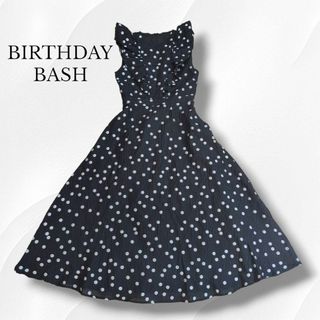 【送料無料】BIRTHDAY BASH　ロングワンピース　ドット　フリル　S