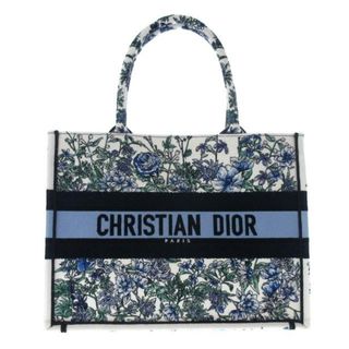 DIOR/ChristianDior(ディオール/クリスチャンディオール) トートバッグ美品  ブックトートミディアムバッグ/旧スモール M1296ZECZ 白×ブルー×マルチ フラワー(花) ジャガード